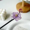 Hair Clips Woman Pin Chignon Chopsticks Wood Making Accessories With Glaze Flower Decor For Cheongsam Han Clothes Tea Wear