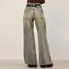 Calça jeans feminina larga perna alta rua solta baggy bootcut flare