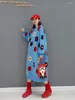 Повседневные платья URIOR 2024, осенне-зимнее модное вязаное платье с цветочным узором, утепленный свитер, женское платье средней длины