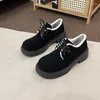 Scarpe eleganti Stivali moda Donna Pelle scamosciata sintetica nera Piattaforma sportiva Mocassini a iniezione con tacco basso rialzati con punta grande