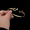 Bangles Personalised Name Arabic Bangel Custom Muslim Bracelet Double Name 18K Gold Plated Couple Bracelets Birthday Gift For Women