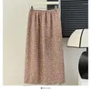 Kjolar korejepo franska glittrande paljett kjol kvinnor våren hösten 2024 hög midja