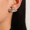 Boucles d'oreilles de Viviennes Westwoods Planet Bijoux de planète à la mode minimaliste Diamant 925 Boucles d'oreilles femelles à aiguille en argent