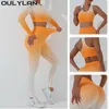 Ensembles actifs Oulylan vêtements d'entraînement pour femmes Fitness Sport soutien-gorge Shorts longs Leggings Outft 2 pièces sans couture Yoga ensemble de gymnastique