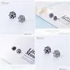 Stud 925 Sterling Sier Black Lotus Flower Earrings Classic Charm Anti-Allergy Jewelry For Women Christmas 210707 Drop Delivery Dhkmd
