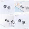 Stud 925 Sterling Sier Black Lotus Flower Earrings Classic Charm Anti-Allergy Jewelry for Women Christmas 210707 Drop Delivery DHKMD