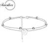 Cavigliere Fansilver Braccialetti alla caviglia in argento sterling 925 per le donne Cavigliera con perline a forma di cuore Catena delicata a strati Gioielli da spiaggia regolabili