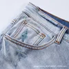 Jeans masculinos de marca de alta rua na moda jeans masculino buraco remendo jeans na moda magro ajuste leggings
