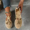 الصنادل 2024 نساء Fringe Platform Flats Shoes Summer Fashion Wedges Slippers Sports Disual Walking Flip Flops Slides