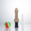 Headshop888 NC089 Dab Rig Smoking Pipe 14mm Titanium Ceramic Quartz Nail About 4.3 Inches Huge Airflow Wig Wag Glass Pipes