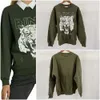 Felpa taglie forti Bing Nuovo design Pullover in cotone Maglione Donna Classico caldo Stampa vintage digitale in pile Verde militare Casual Versatile Felpa con cappuccio Maglione Top alla moda