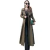 Kvinnor Slim Long Trench Coat Large Size Lapel Casual Outwear Female Windbreaker Button Stängning M-6XL Spring Autumn