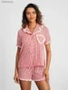 Women's Sleep Lounge Nouvelle mode femmes 2 pièces ensemble de salon à manches courtes revers hauts rose Plaid Shorts ensembles de vêtements de nuit respectueux de la peau offre spéciale S-XLL240122