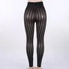 Capris Sexy See Through Push Up Women Leggings Bottom Strip Mesh Patchwork Club Streetwear 2019 Summer Hot Fashion Black Leggins Pants