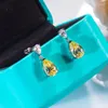 Stud Earrings QINHUAN Topaz Drop S925 Sterling Silver With Platinum Plated Pt950 For Women High Jewelry Party Wedding Gift