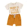 衣類セット幼児の少年の夏の服セットママパパリトルバディプリント短袖Tシャツショーツ衣装幼児
