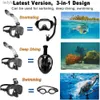 Máscaras de mergulho Máscara de mergulho dobrável antiembaçante conjunto de máscara de snorkel com sistema de topo totalmente seco para natação gratuita equipamento de mergulho profissional adultos criançasL240122