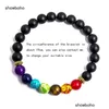 Chokers 8mm Matte Black Onyx 7 차크라 구슬 매듭 108 Mala Necklace Meditation Yoga Spirit 운 좋게 에너지 주얼리 Japamala 세트 드롭 DHEB9