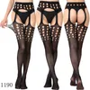 Chaussettes Bonneterie Femmes Bas Noirs Résille Collants Hauts Lingerie Sexy Dames Collants Imprimé Floral Maille Dentelle Bas Chaussettes Longues YQ240122