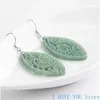 Dangle Earrings Natural A-grade Jade With Hollow Bean Seed S925 Sterling Silver Inlaid High Grade For Women