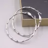 Серьги-кольца из настоящего твердого серебра 925 пробы, женские блестящие круглые гвоздики из бамбука