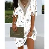 Party Dresses Summer Elegant For Women V Neck Off Shoulder Patchwork Design Casual Mini Dress White Loose Beach Holiday 2024