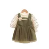 Robes de fille mode faux deux pièces jupe débardeur 10 M-36 M bébé printemps et automne vêtements petite robe de princesse en maille