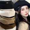 Berets Coreano Clássico Premium Feel Black Beret Primavera Outono Fino Cor Sólida Ins Trendy Versátil Pintor Chapéu Simples Caps para Mulheres