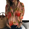 Damenblusen, Sommer-Dame-Shirt, Fruchtpfirsich, 3D-Druck, süßer lässiger Stil, Damenmode-Trend