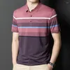 Men's Polos Summer Polo Shirts High Quality Short Sleeve Diamonds Smart Casual Male T-shirts Simple Striped Man Tees 3XL