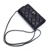 Leather purse Women's long sheepskin large capacity mobile phone bag Hold bag Single shoulder embroidered diamond lattice chain lozenge Wallets bag