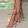 Sandalen Aneikeh 2024 Elegante sexy Seide Schmetterling Dekoration Stiletto Heel Sandalen Damen Sommer spitze Knöchelriemen Hochzeitskleid PinkJ240122