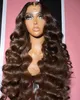 Brown Body Wave Human Hair Wigs PrePlucked 13x4 HD Lace Frontal Wig Transparent Lace Brazilian 4x4 Closure Wig on Sale Clearance