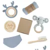 Geschenksets Baby Handtuch Born Badeset Geschenke Box Doppelseitige Baumwolldecke Holzrassel Bürsten Armband Cloghet Produkte Drop Lieferung DHLBO