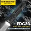 Lampes de poche 2024 Nitecore EDC33 lampe de poche tactique USB-C lampe torche Rechargeable 450 mètres UHi 20 Max intégré 4000mAh 18650 batterie Li-ion 240122