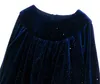 Abiti da ragazza KT6394 2024 Ultimo stile di marca Abbigliamento per bambini Inverno Abito blu violaceo Elegante gonna di pizzo grande in velluto