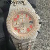 Ap Watch Diamond Moissanite Iced Out può superare il test Silver 2023 Stones Case Orange Dial Pass Test Mens Vvs Diamonds Migliore qualità Eta Full Out Cronografo Emmawatch