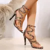 Jurk Schoenen Chaussures Femmes Talon 2024 Slangenprint Kruis Bandjes Grote Maat Sapatos Feminino Sexy Sandalias De Mujer Dames