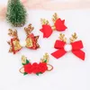 Accessoires pour cheveux Or Rouge Glitter Paillettes Bows Clip Fleur Bois De Noël Épingles À Cheveux À La Main Enfants Pom Ball Chapeaux Princesse Headdess