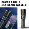 Flashlights 1200000LM 800W Powerful Flashlight USB Recharge Flash Light Super Bright LED Flashlights Zoom Tactical Lantern Long Shot Torch 240122