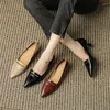 Dress Shoes 2024 Spring Summer Women Cowhide Pointed Toe High Heels Pumps Brogue Designs Shallow Loafers For Ladies