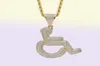 Rullstol handikappskylt hänge halsband guld silver färg bling kubik zirkon män hip hop rock 8136225