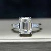 RINGS SHOP 925 Sterling Silver Emerald Cut Creat