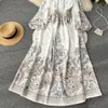 Women's Bohemian long sleeved printed independent folk semi open collar women's waterproof oilcloth party evening dress luxurious Vestidos new 240122