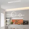 Minimalistisk matsal Led Pendent Lamp för Kitchen Island Bar Office Table Long Chandelier Modern inomhus svart ljusarmatur