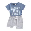 Kleidungssets Kleinkind Junge Sommerkleidung Set Mamas Daddys Little Buddy Print Kurzarm T-Shirt Shorts Outfits Kleinkind