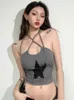 Camicette da donna Camicie Personalità Street Star Stampa Halter senza maniche Hot Girl Vest Design Goth Punk 2000S Y2K Retro Crop Top Sexy Club Abbigliamento donna YQ240120