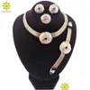 Ensembles de bijoux Africain Dubai Gold Bridal pour femmes Bracelet Boucles d'oreilles Party Crystal Collier Bague Y200602 Drop Livraison Dh3Fi