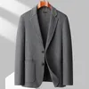 Costumes pour hommes automne et hiver costume en laine pour hommes court haute qualité Tweed veste décontractée couleur unie simple ouest manteau Blazer Mujer