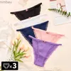 Set sexy 3 pezzi Perizoma sexy Mutandine bikini Cotone Donna Lingerie di pizzo G-String Slip a vita bassa Intimo donna Donna T-Back Perizoma TangasL240122